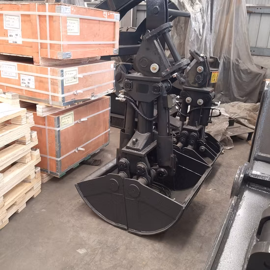 Mini excavadora 5t Cuchara bivalva Cuchara de agarre Cuchara de arena con dientes